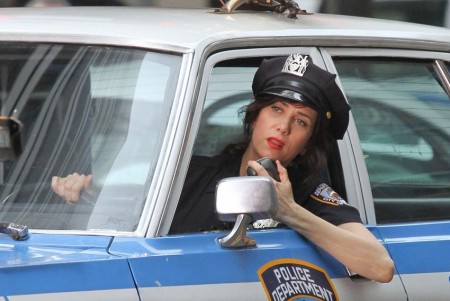 Kristen Wiig filming as a NYC Police Officer on the set of "The Secret Life of Walter Mitty" being directed by costar Ben Stiller in Manhattan, NYC.