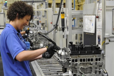 Employees at Bridgend Engine Plant, UK